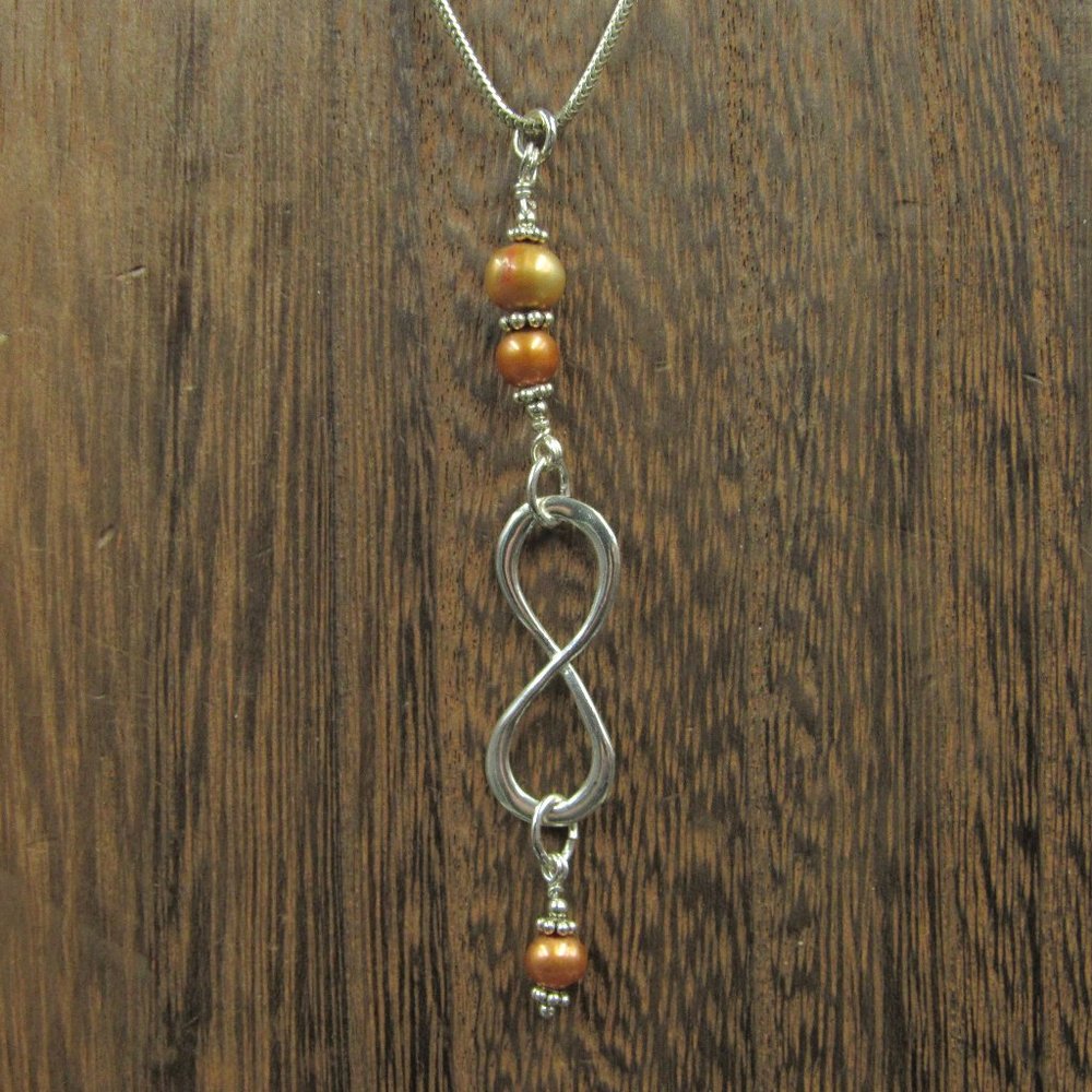 16" Sterling Genuine Pearls Infinity Necklace